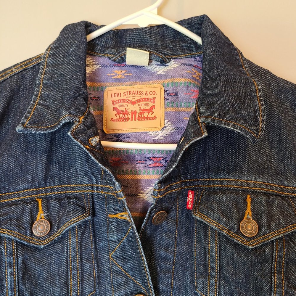 Levis Jean Jacket Blanket Lined Southwestern Patt… - image 2